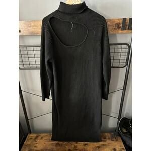 Eloquii Cutout Black Mockneck Sweater Dress | Size 26/28